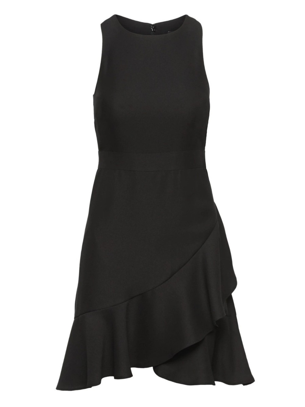 Banana Republic Black Sleeveless Ruffle-Hem Mini Dress